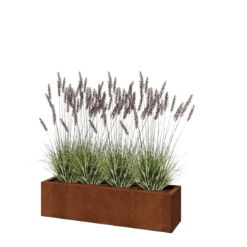 Jardinieră din oțel corten - Dreptunghiular - 120 x 30 x 30 cm - Cu placă de bază