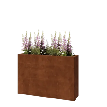 Jardinieră din oțel corten - Dreptunghiular - 120 x 30 x 80 cm - Cu placă de bază