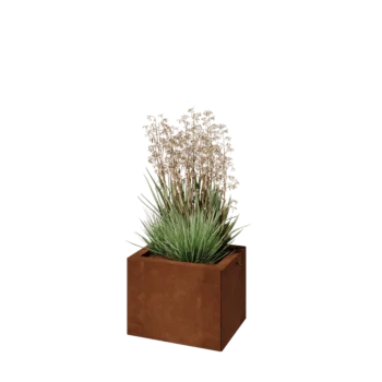 Jardinieră din oțel corten - Dreptunghiular - 40 x 30 x 30 cm - Cu placă de bază