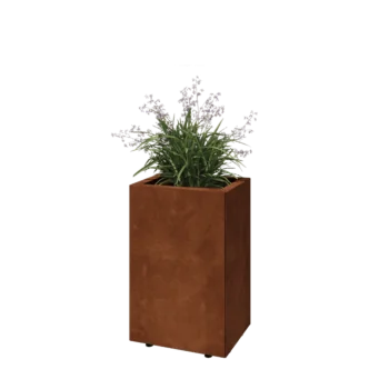 Jardinieră din oțel corten - Dreptunghiular - 40 x 30 x 60 cm - Cu placă de bază - Cu picioare
