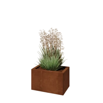 Jardinieră din oțel corten - Dreptunghiular - 50 x 30 x 30 cm - Cu placă de bază
