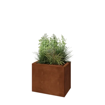Jardinieră din oțel corten - Dreptunghiular - 50 x 30 x 40 cm - Fără placă de bază