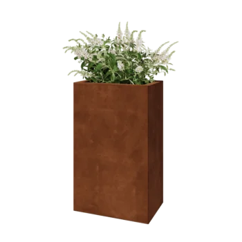 Jardinieră din oțel corten - Dreptunghiular - 50 x 30 x 80 cm - Cu placă de bază