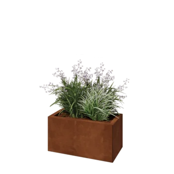 Jardinieră din oțel corten - Dreptunghiular - 60 x 30 x 30 cm - Cu placă de bază