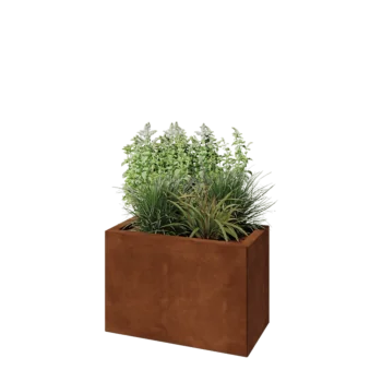 Jardinieră din oțel corten - Dreptunghiular - 60 x 30 x 40 cm - Fără placă de bază