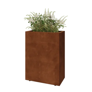 Jardinieră din oțel corten - Dreptunghiular - 60 x 30 x 80 cm - Cu placă de bază - Cu picioare