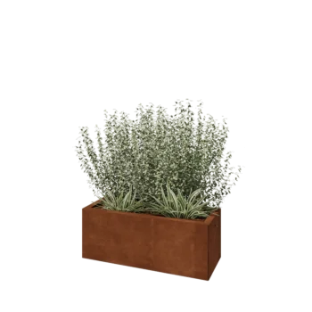 Jardinieră din oțel corten - Dreptunghiular - 80 x 30 x 30 cm - Cu placă de bază