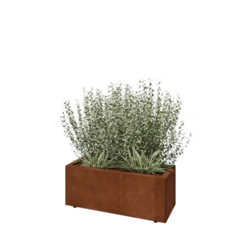 Jardinieră din oțel corten - Dreptunghiular - 80 x 30 x 30 cm - Cu placă de bază - Cu picioare