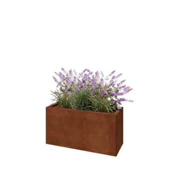 Jardinieră din oțel corten - Dreptunghiular - 80 x 30 x 40 cm - Cu placă de bază