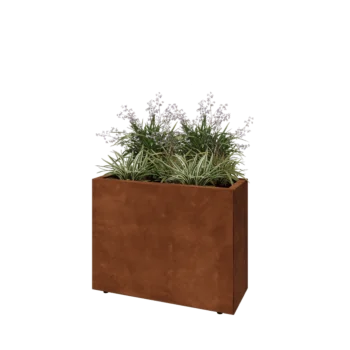 Jardinieră din oțel corten - Dreptunghiular - 80 x 30 x 60 cm - Cu placă de bază - Cu picioare
