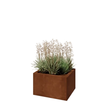 Jardinieră din oțel corten - Dreptunghiular - 50 x 40 x 30 cm - Cu placă de bază