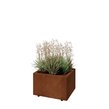Jardinieră din oțel corten - Dreptunghiular - 50 x 40 x 30 cm - Cu placă de bază - Cu picioare