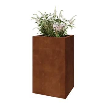 Jardinieră din oțel corten - Dreptunghiular - 50 x 40 x 80 cm - Cu placă de bază