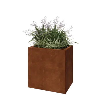 Jardinieră din oțel corten - Dreptunghiular - 60 x 40 x 60 cm - Cu placă de bază