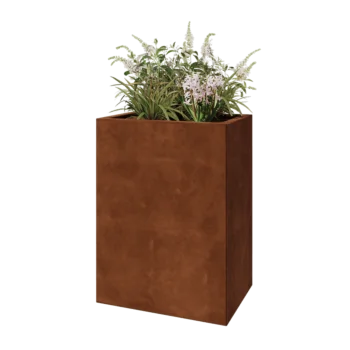 Jardinieră din oțel corten - Dreptunghiular - 60 x 40 x 80 cm - Cu placă de bază