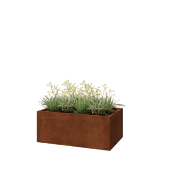 Jardinieră din oțel corten - Dreptunghiular - 100 x 60 x 40 cm - Cu placă de bază