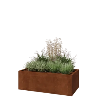 Jardinieră din oțel corten - Dreptunghiular - 120 x 60 x 40 cm - Cu placă de bază
