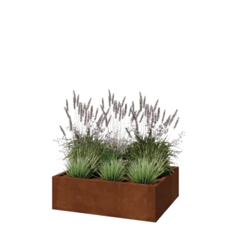 Jardinieră din oțel corten - Dreptunghiular - 100 x 80 x 30 cm - Cu placă de bază