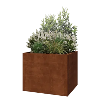 Jardinieră din oțel corten - Dreptunghiular - 100 x 80 x 80 cm - Fără placă de bază