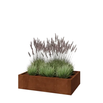 Jardinieră din oțel corten - Dreptunghiular - 120 x 80 x 30 cm - Cu placă de bază