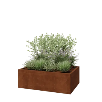 Jardinieră din oțel corten - Dreptunghiular - 120 x 80 x 40 cm - Cu placă de bază
