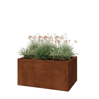 Jardinieră din oțel corten - Dreptunghiular - 120 x 80 x 60 cm - Cu placă de bază