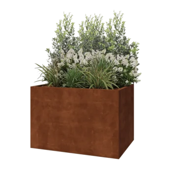 Jardinieră din oțel corten - Dreptunghiular - 120 x 80 x 80 cm - Cu placă de bază