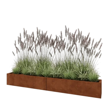 Jardinieră XXL din oțel corten - Dreptunghiular - 240 x 30 x 30 cm - Cu placă de bază