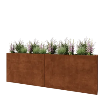 Jardinieră XXL din oțel corten - Dreptunghiular - 240 x 30 x 80 cm - Fără placă de bază