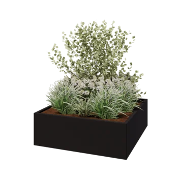 Jardinieră din oțel - Pătrat - 120 x 120 x 40 cm - RAL9005 mat (negru) - Fără placă de bază