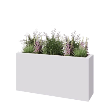 Jardinieră din fibră de sticlă - Dreptunghi - 120 x 30 x 60 cm - RAL9010 mat (alb) - Cu fund