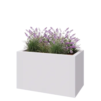 Jardinieră din fibră de sticlă - Dreptunghi - 100 x 50 x 60 cm - RAL9010 mat (alb) - Cu fund