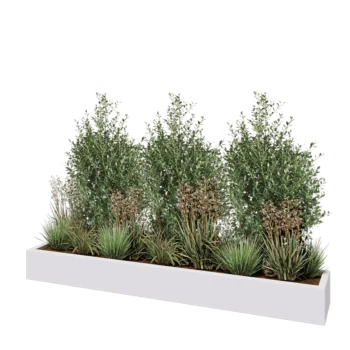 Jardinieră din fibră de sticlă - Dreptunghi - 200 x 30 x 20 cm - RAL9010 mat (alb) - Cu fund