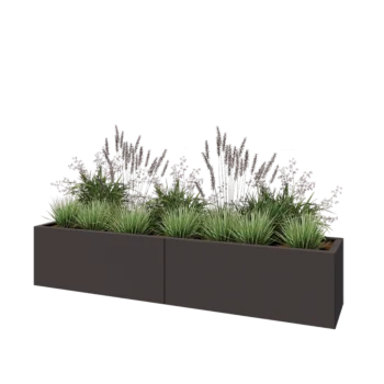 Jardinieră XXL din oțel - Dreptunghiular - 200 x 40 x 40 cm - RAL7016 mat (gri antracit) - Cu placă de bază