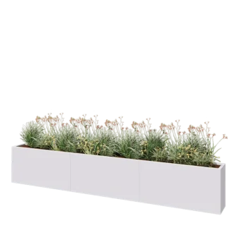 Jardinieră XXL din oțel - Dreptunghiular - 360 x 30 x 60 cm - RAL9010 mat (alb) - Cu placă de bază