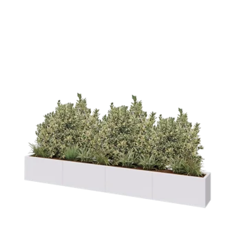 Jardinieră XXL din oțel - Dreptunghiular - 320 x 30 x 40 cm - RAL9010 mat (alb) - Cu placă de bază