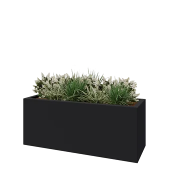 Jardinieră din fibră de sticlă - Dreptunghi - 150 x 50 x 60 cm - RAL7021 mat (gri negru) - Cu fund