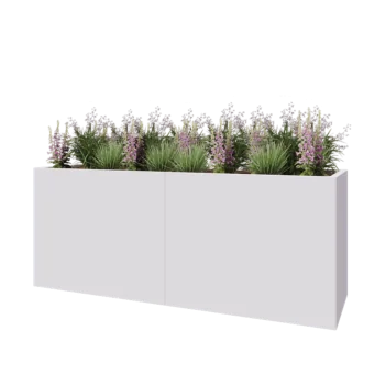 Jardinieră XXL din oțel - Dreptunghiular - 200 x 60 x 80 cm - RAL9010 mat (alb) - Cu placă de bază
