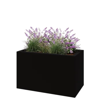 Jardinieră din fibră de sticlă - Dreptunghi - 100 x 50 x 60 cm - RAL9005 mat (negru) - Cu fund