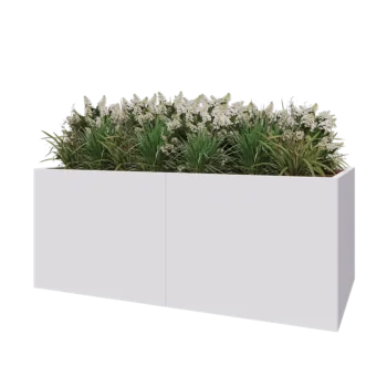 Jardinieră XXL din oțel - Dreptunghiular - 200 x 100 x 80 cm - RAL9010 mat (alb) - Cu placă de bază