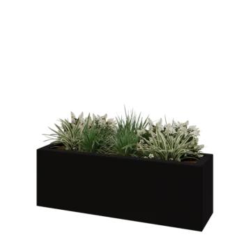 Jardinieră din fibră de sticlă - Dreptunghi - 120 x 30 x 40 cm - RAL9005 mat (negru) - Cu fund
