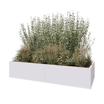 Jardinieră XXL din oțel - Dreptunghiular - 200 x 80 x 40 cm - RAL9010 mat (alb) - Cu placă de bază