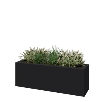 Jardinieră din fibră de sticlă - Dreptunghi - 120 x 30 x 40 cm - RAL7021 mat (gri negru) - Cu fund
