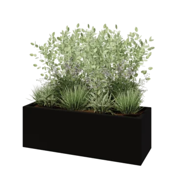 Jardinieră din fibră de sticlă - Dreptunghi - 120 x 40 x 40 cm - RAL9005 mat (negru) - Cu fund