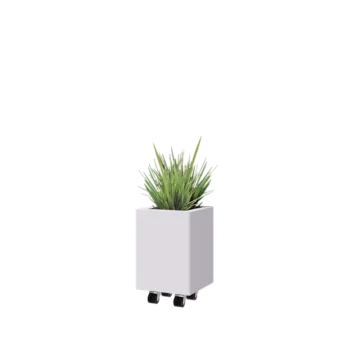 Jardinieră din oțel - Pătrat - 30 x 30 x 40 cm - RAL9010 mat (alb) - Cu placă de bază - Cu roți