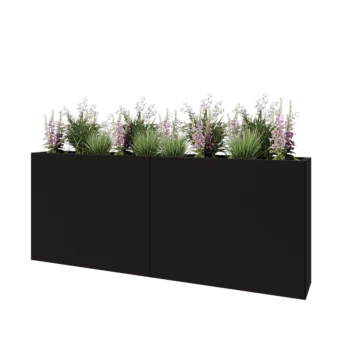 Jardinieră XXL din oțel - Dreptunghiular - 200 x 30 x 80 cm - RAL9005 mat (negru) - Cu placă de bază