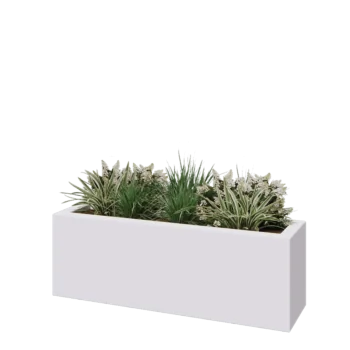 Jardinieră din fibră de sticlă - Dreptunghi - 120 x 30 x 40 cm - RAL9010 mat (alb) - Cu fund