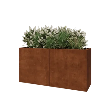 Jardinieră XXL din oțel corten - Dreptunghiular - 160 x 50 x 80 cm - Cu placă de bază