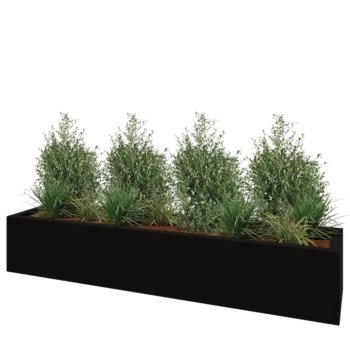 Jardinieră din fibră de sticlă - Dreptunghi - 230 x 50 x 40 cm - RAL9005 mat (negru) - Cu fund