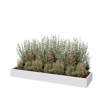 Jardinieră XXL din oțel - Dreptunghiular - 320 x 80 x 30 cm - RAL9010 mat (alb) - Fără placă de bază
